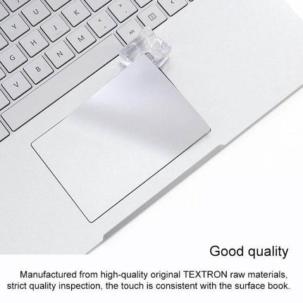 Protective Film Sticker Set for Microsoft Surface Book 2 15-Inch clear trackpad protector showing film applied and removed, scratch-resistant 4H