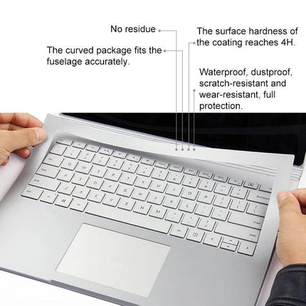 Protective Film Sticker Set for Microsoft Surface Book 2 15-Inch applied to keyboard and screen to prevent scratches, waterproof and 4H hardness