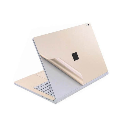 Protective Film Sticker Set for Microsoft Surface Book 2 15-Inch applied on gold Surface Book 2 back cover, scratch-resistant 4H protective film