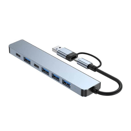 7-in-1 USB Hub for Connecting Devices and Charging Phones with Aluminum Body, Multiple USB Ports for Laptop Travel Use