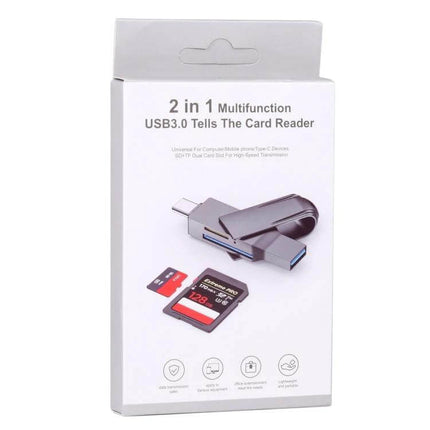 Compact USB-C to USB 3.0 Card Reader for Easy File Transfer — zinc alloy 2-in-1 USB-C to USB 3.0 SD and microSD card reader
