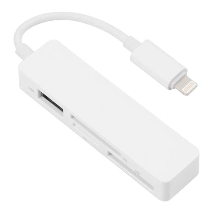 Compact Card Reader for Daily File Transfers from Memory Cards to Devices - white Lightning plug plug-and-play multi-slot card reader for travel