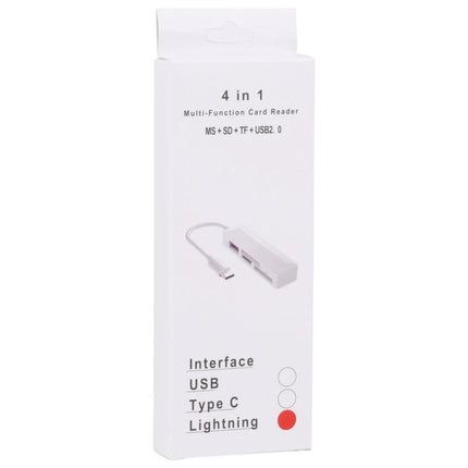 Compact Card Reader for Daily File Transfers from Memory Cards to Devices - white 4-in-1 USB Type-C/Lightning card reader for on-the-go photo transfer