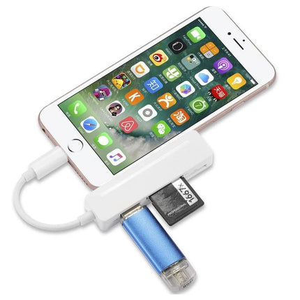 Compact Card Reader for Daily File Transfers from Memory Cards to Devices connected to smartphone for quick SD and USB photo/video transfer