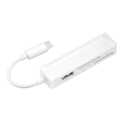 Compact Card Reader for Everyday File Transfers with USB-C plug-and-play SD and TF slots, white compact design for phones and laptops