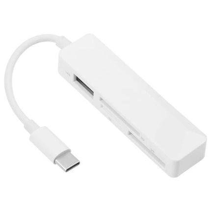 Compact Card Reader for Everyday File Transfers — white USB‑C plug‑and‑play SD and TF slot adapter for smartphones and laptops