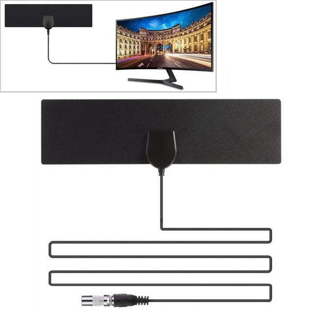 Indoor and Outdoor TV Antenna for HD Signals Up to 25 Miles - slim flat HDTV antenna with coax cable for 1080p reception