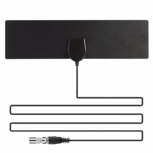 Indoor and Outdoor TV Antenna for HD Signals Up to 25 Miles — slim black indoor/outdoor antenna with 25-mile HD reception, 1080p support, coax cable