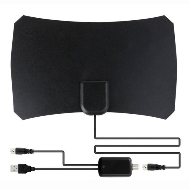 Indoor HDTV Antenna for Free TV Channels with 50-Mile Range - slim indoor HDTV antenna for 1080P local channels, easy window mount, USB powered