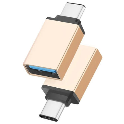 Daily Adapter for Phone Charging and Data Transfer - compact gold Type-C to USB adapter for charging and data transfer