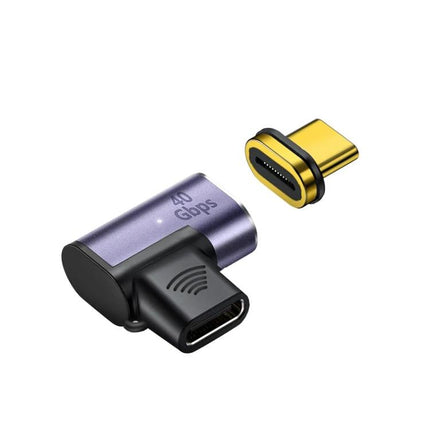 Magnetic Elbow Adapter for Everyday Device Charging and Transfers shown as compact Type-C magnetic elbow connector for charging and data transfers