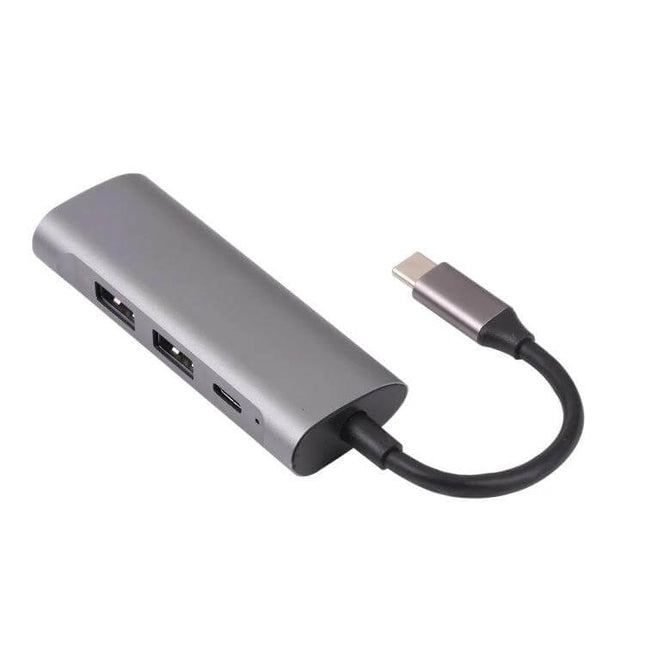 USB-C Multi-Port Hub for Connecting Peripherals Daily - gray Type-C hub with one Type-C and three USB ports for laptop and tablet