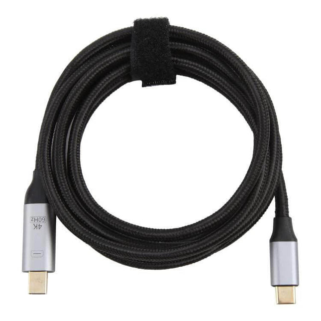 Versatile USB-C to Mini DP Adapter Cable for Displays, 1.8 Meters - braided black cable with Type-C to Mini DP connectors for monitors and projectors