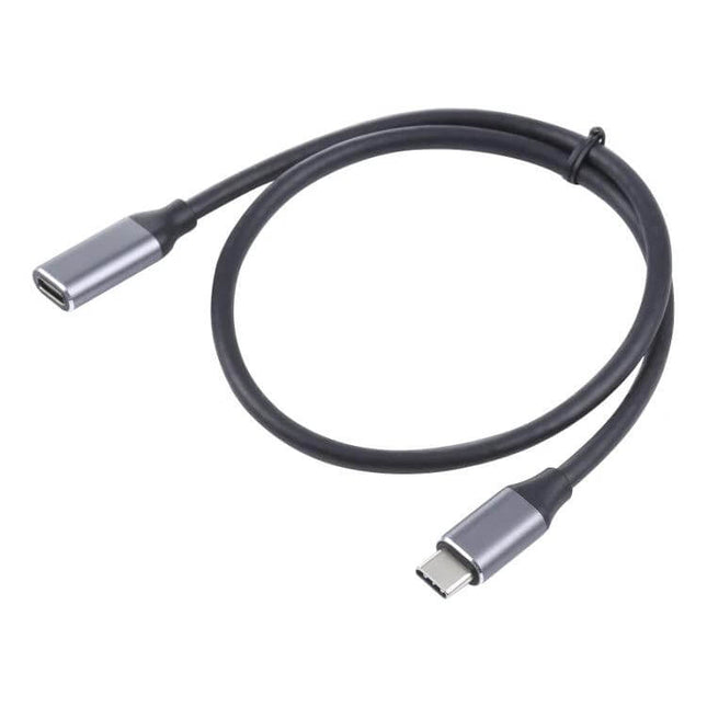 50cm USB-C Male to Female Adapter Cable for Device Connections - black 50cm extension cable with USB-C male to female connectors for flexible device positioning