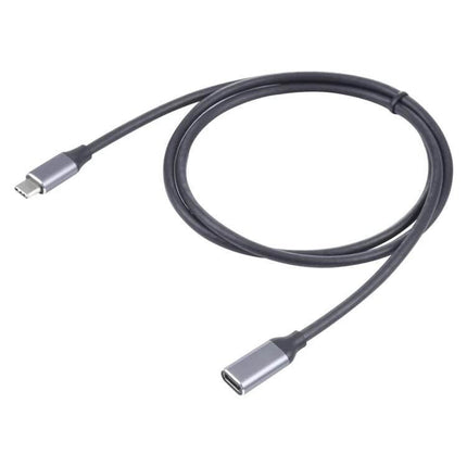 USB-C Male to Female Adapter Extension Cable, 1 Meter for Devices coiled black extension cable with metal connectors