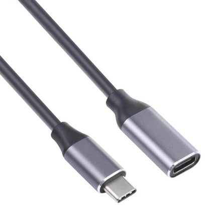 USB-C Male to Female Adapter Extension Cable, 1 Meter for Devices showing male and female Type-C connectors in gray and black cable