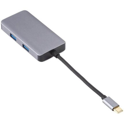 USB-C OTG Multi-Card Reader for SD, TF, and CF Cards - compact aluminum hub with USB-C connector and multiple card/USB ports for photographers and travelers