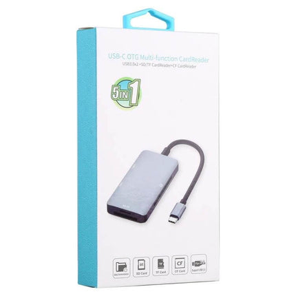 USB-C OTG Multi-Card Reader for SD, TF, and CF Cards — compact USB-C OTG card reader with SD TF CF slots for photographers and travelers
