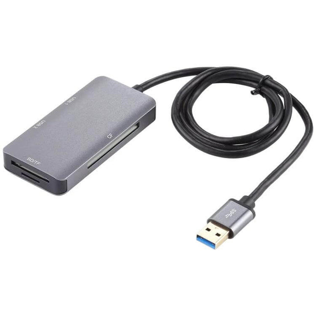 5-in-1 Multi-Card Reader for Easy Portable Data Transfer, compact USB 3.0 card reader with CF, SD, TF slots for photographers and travelers