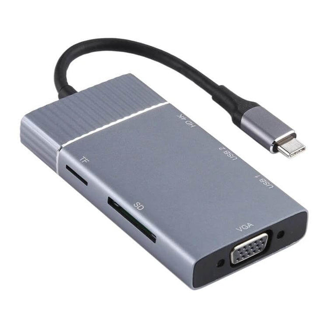 USB-C Multi-Function Dock for Laptop Connectivity and Ports with VGA, SD/TF card slots, USB ports and USB-C cable for docking