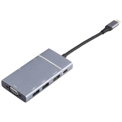 USB-C Multi-Function Dock for Laptop Connectivity and Ports showing HDMI, VGA, USB and card reader ports