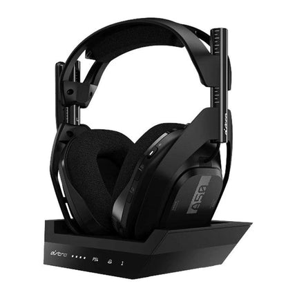 Logitech Astro A50 Wireless Gaming Headset for Audio Use on charging base, black wireless headset with ASTRO Audio V2