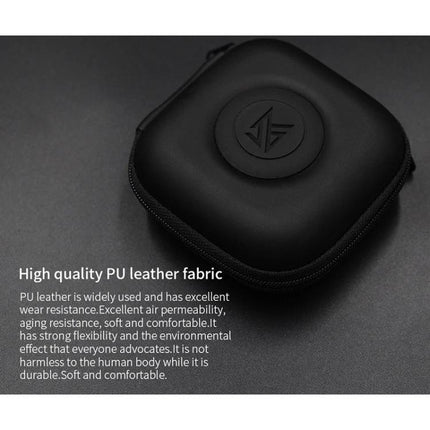 Compact Storage Case for Daily Earphone and Cable Protection - black PU leather zippered travel pouch for earbuds and cables