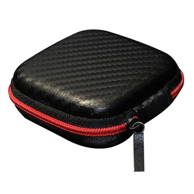 KZ Protective Case for Storing Daily Earphone Essentials On the Go - compact black zippered case with red trim for earphones