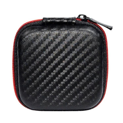 Alt Tag: KZ Protective Case for Storing Daily Earphone Essentials On the Go compact hardshell pouch with zipper and red trim for commuters