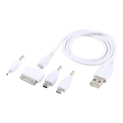 Versatile Cable for Everyday Device Charging and Travel Needs - white multi-adapter USB charging cable with 30-pin, micro USB and barrel tips
