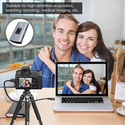 DisplayPort to USB-C Two-Way Switcher for Dual Monitors connected camera to laptop for dual-monitor streaming and high-definition capture