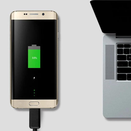 Extension Cable for Everyday Micro USB Device Connections at Home - gold phone charging from laptop using micro USB extension cable