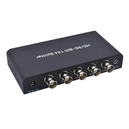 HD/3G-SDI 1x4 Video Splitter for Signal Distribution, metal 1-in 4-out SDI splitter with BNC outputs for broadcasting