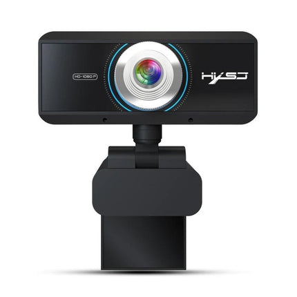 HXSJ Adjustable Webcam for Video Calls and Conferences front view showing 1080P lens and adjustable clip for home office use