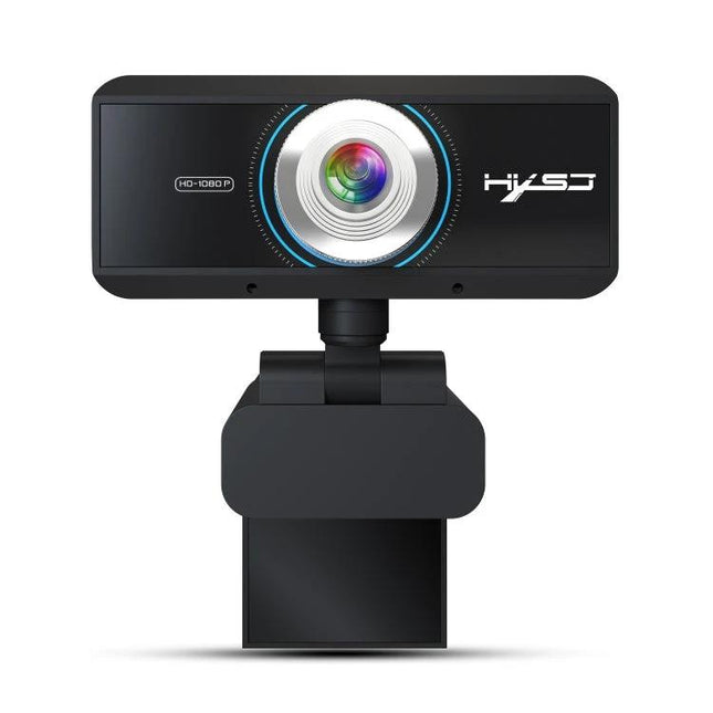 HXSJ Adjustable Webcam for Video Calls and Conferences front view showing 1080P lens and adjustable clip for home office use
