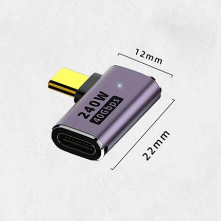 USB-C Adapter for 240W Fast Charging and Data Transfer - compact aluminum alloy adapter with 240W label and 40Gbps data, 12x22mm travel-friendly design