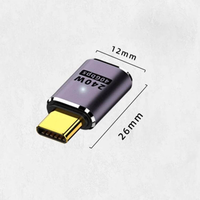 USB-C Female to Male Straight Adapter for Charging and Data Transfer compact 26mm metallic adapter for fast charging and data transfer