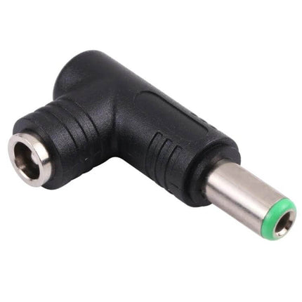 DC Power Adapter Connector for 6.3mm to 5.5mm Plugs - right-angle black adapter converting 6.3mm jack to 5.5mm barrel plug for laptop/DIY use