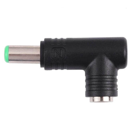 DC Power Adapter Connector for 6.3mm to 5.5mm Plugs - black right-angle barrel adapter for converting 6.3mm male to 5.5mm female power plugs