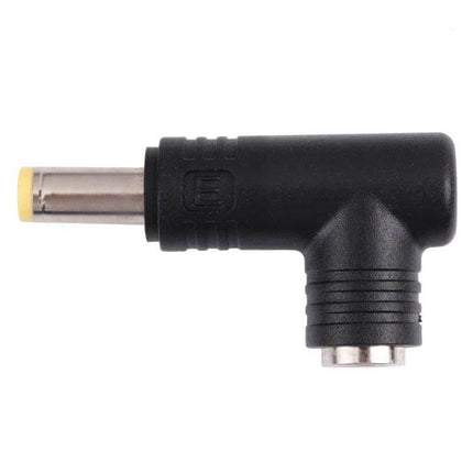 DC Power Adapter Connector for 5.5mm x 2.1mm to 2.5mm Plugs - right-angle black adapter for converting 5.5x2.1mm male to 5.5x2.5mm female