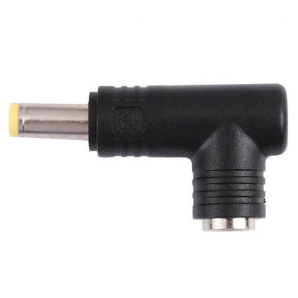 DC Adapter with 5.5x1.7mm Male to 5.5x2.5mm Female Connectors - black right-angle adapter for routers, LED lights and chargers