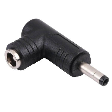 DC Power Adapter: 4.0mm Male to 5.5mm Female Connector – right-angle black adapter for connecting mismatched DC plugs