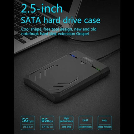 Unitek 2.5-Inch Hard Drive Enclosure for Easy Data Storage - black 2.5" SATA HDD/SSD portable case with USB cable