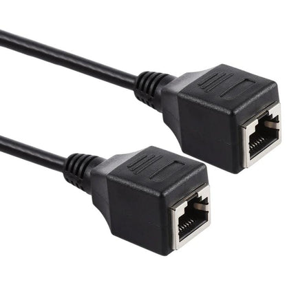 RJ45 Female to Female Ethernet Network Extension Cable, 60cm Length - black inline RJ45 female coupler extension cable for routers PCs and modems