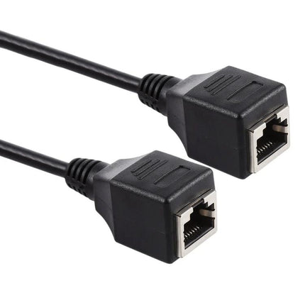 RJ45 Female to Female Ethernet Network Extension Cable, 60cm Length black inline coupler cable for extending router, PC, modem connections