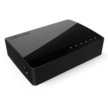 Tenda SG105 5-Port Gigabit Ethernet Network Switch black compact desktop switch with five LED status lights for home or small office