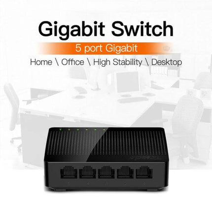 Tenda SG105 5-Port Gigabit Ethernet Network Switch compact black 5-port desktop switch for home and small office networking