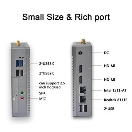 Efficient Mini PC for Windows and Linux Computing Tasks compact mini PC with Intel Celeron, multiple USB and HDMI ports