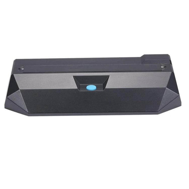 R1 Compact Mini PC for Everyday Home Computing Tasks black plastic compact mini PC with blue power button, space-saving monitor-mountable design