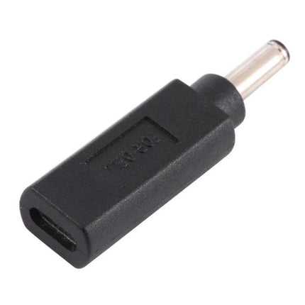 Compact USB-C Female to 4.5 x 3.0mm Male Adapter for Dell Laptops - compact black USB-C to 4.5x3.0mm power plug adapter